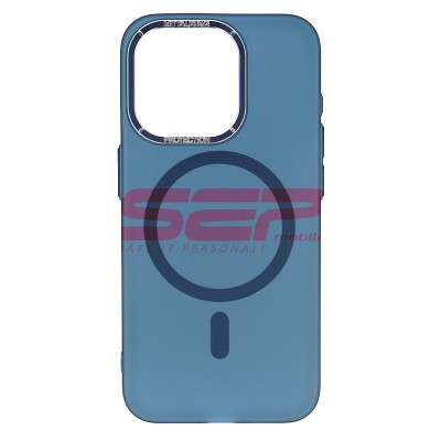 Husa iPhone 15 Pro Max, MetalRing Magsafe, Blue